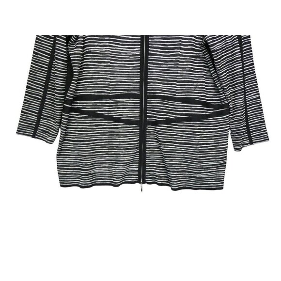 Exclusively Misook Woman Black Silver Stripe Zip Jacket Cardigan Acrylic Size 2X - Picture 4 of 12
